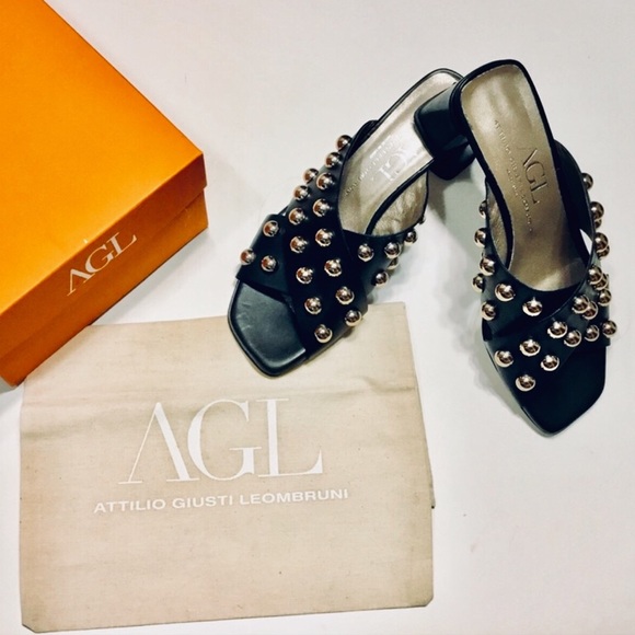 Attilio Giusti Leombruni Shoes - Attilio Giusti Leombruni Black Studded Sandal